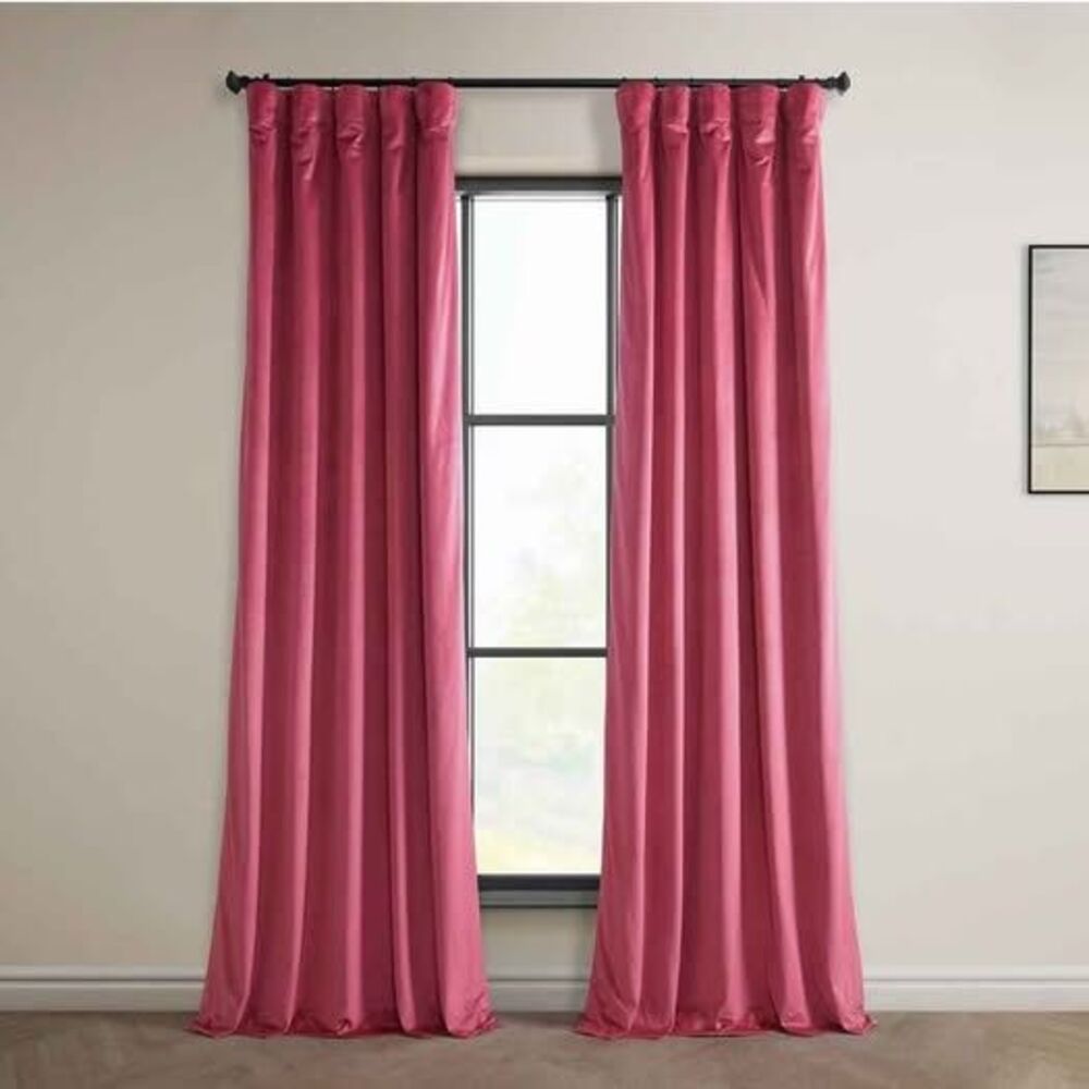 FREE SHIP. 108" Long- Set of 2 panels Velvet Berry Pink curtains room darkening